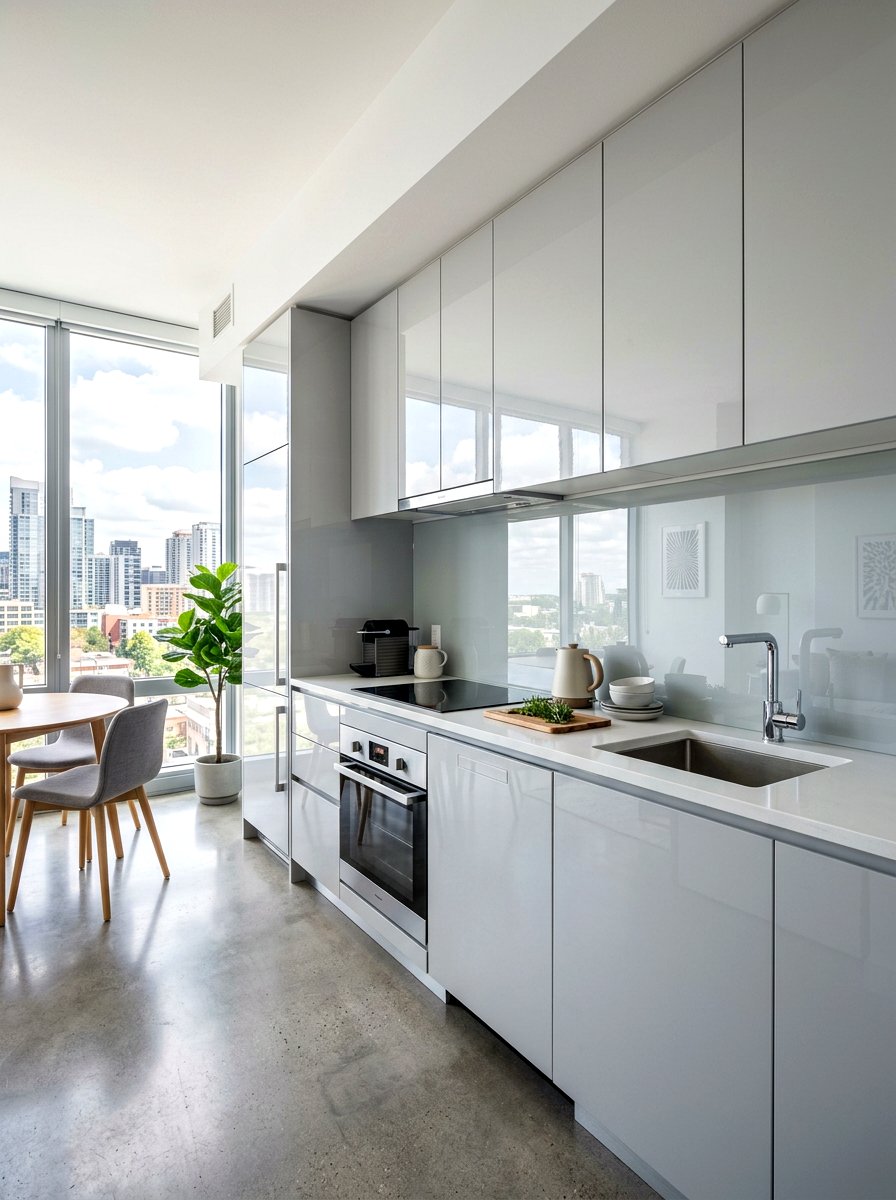 High Gloss Kitchenette - 30 studio kitchenette ideas