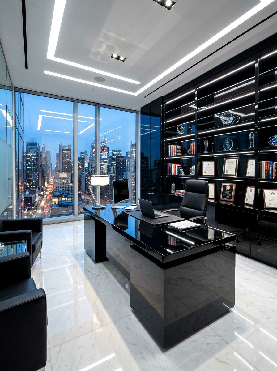 High Gloss Lacquer Office - 30 boutique studio office ideas