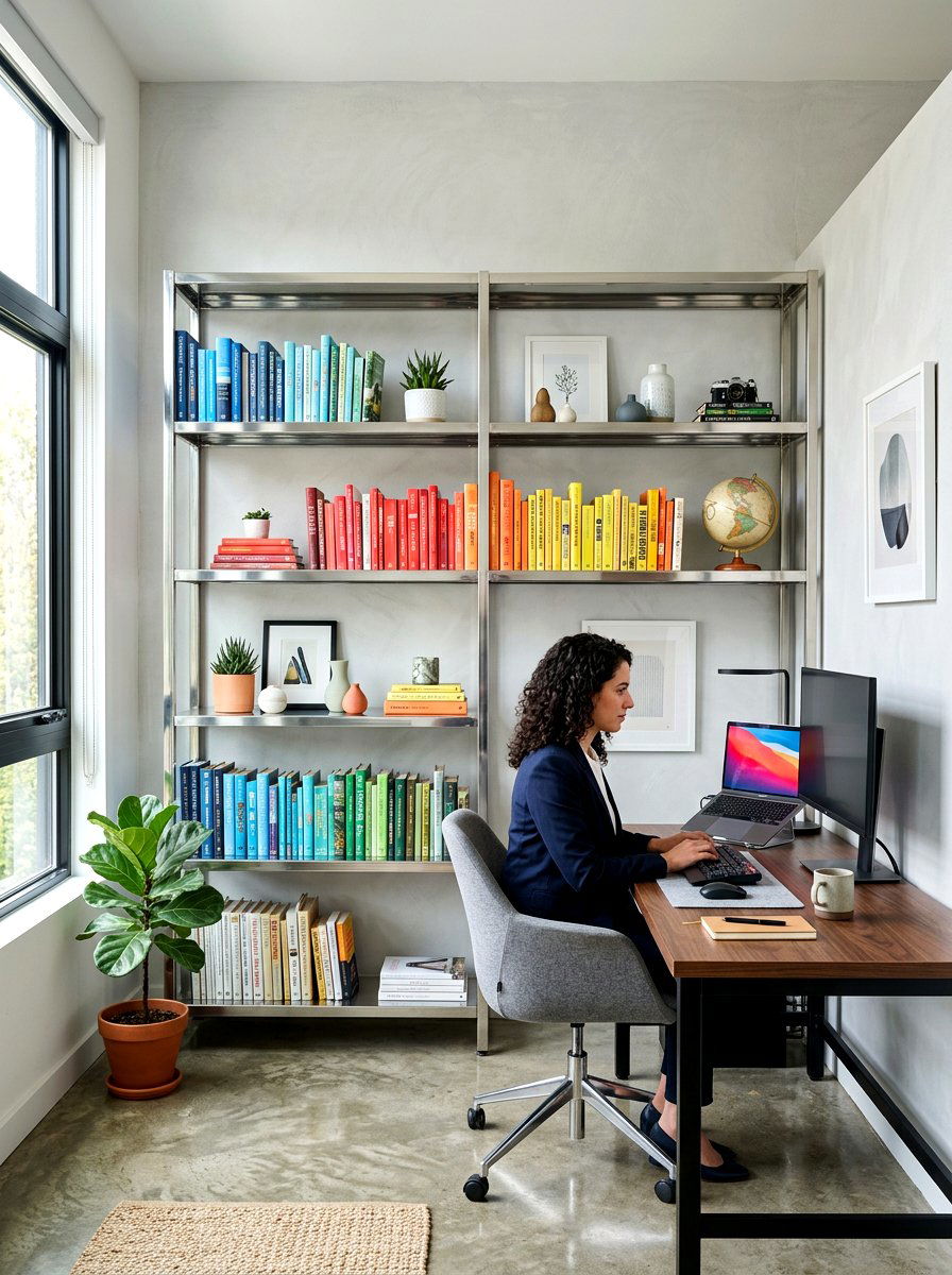 High Gloss Metal Shelving - 30 polished metal decor ideas