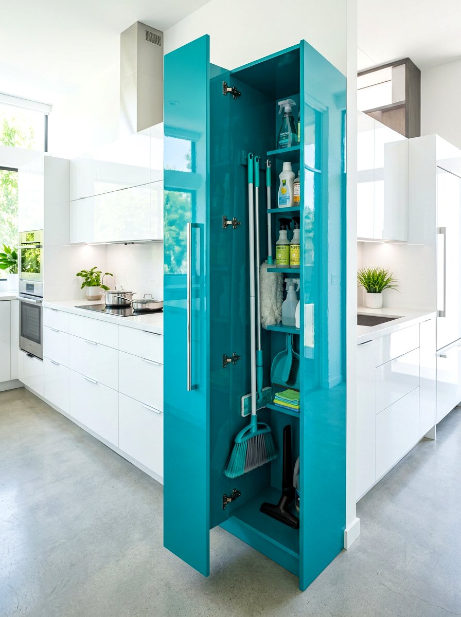 High Gloss Modern Broom Cabinet - 30 tall broom cabinet ideas