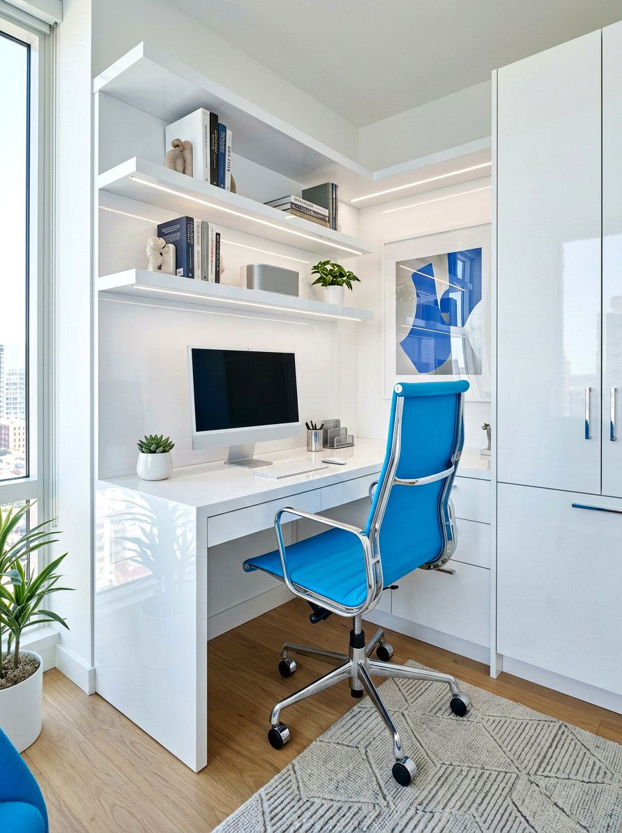 High Gloss Modern Office Nook - 30 cloffice apartment ideas