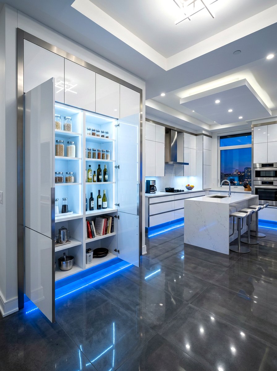 High Gloss Modern Pantry - 30 freestanding pantry cabinet ideas