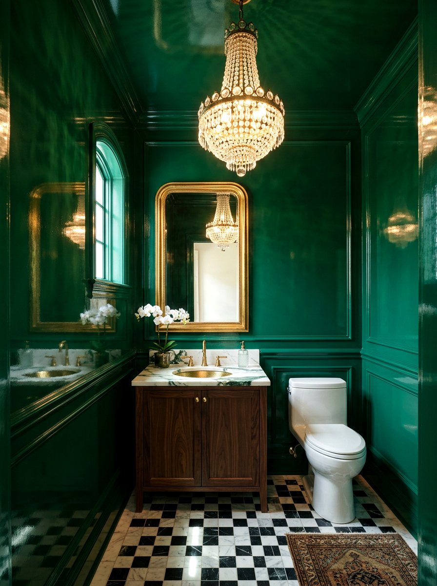 High Gloss Paint Powder Room - 30 boutique hotel powder room ideas