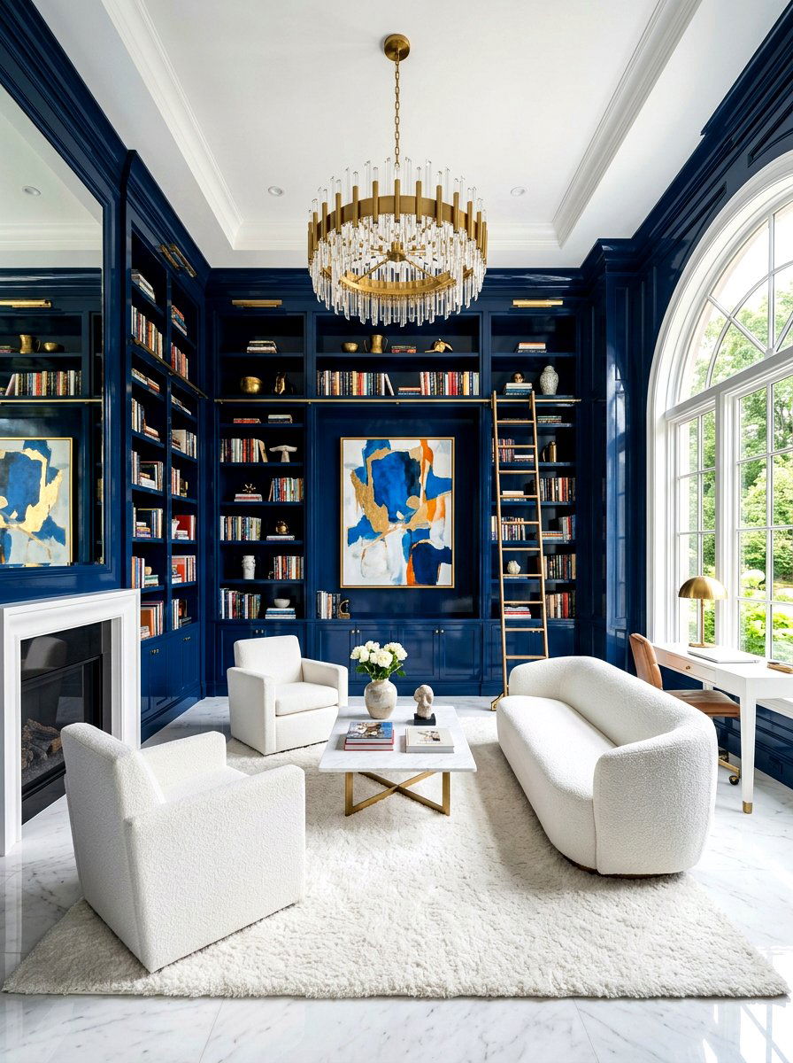 High Gloss Painted Library - 30 library style living room ideas