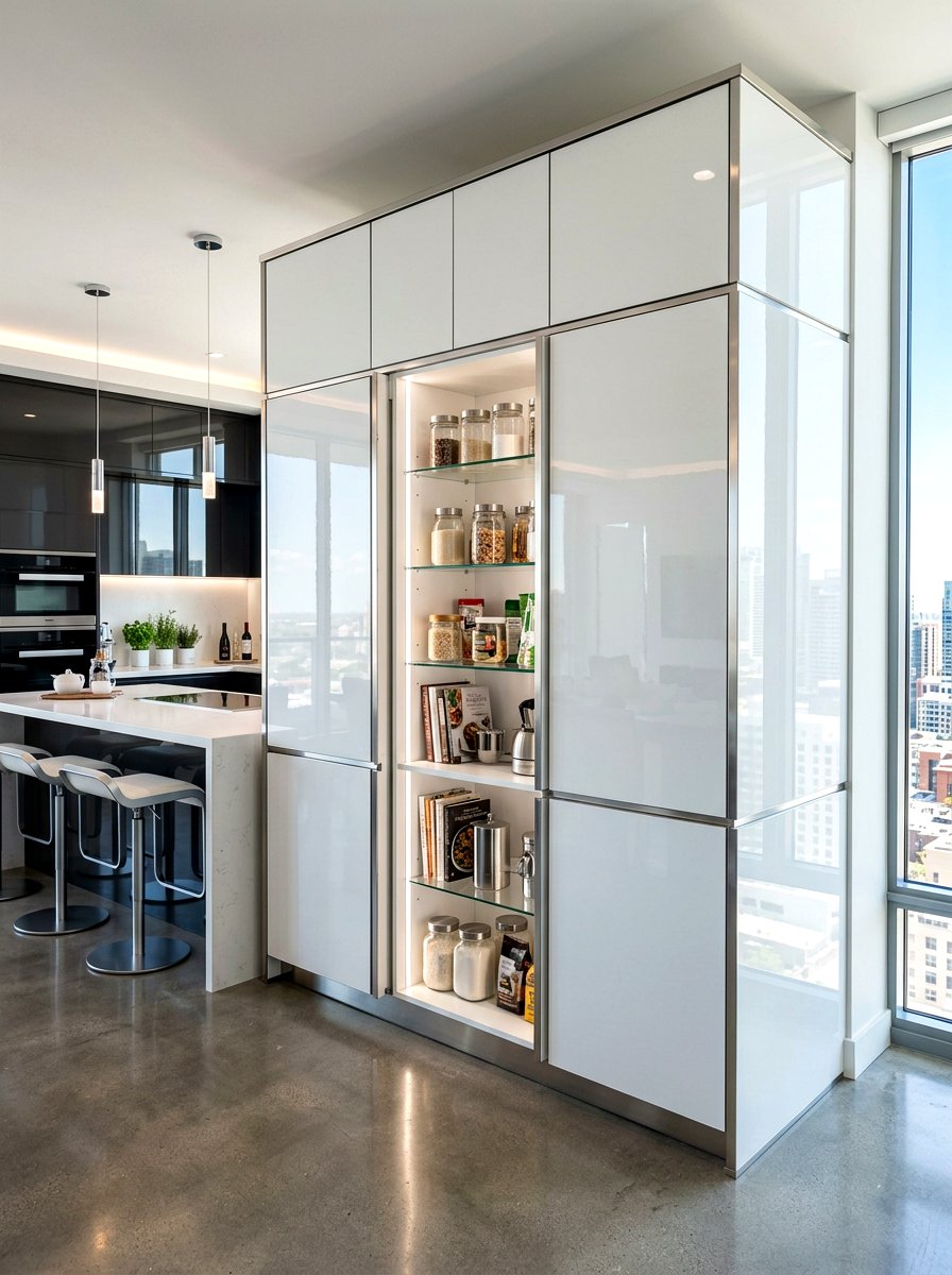 High Gloss Pantry Cabinet - 30 full wall pantry cabinet ideas