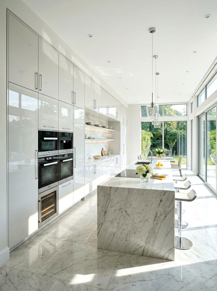 High Gloss Tall Cabinetry - 30 floor to ceiling kitchen cabinets ideas