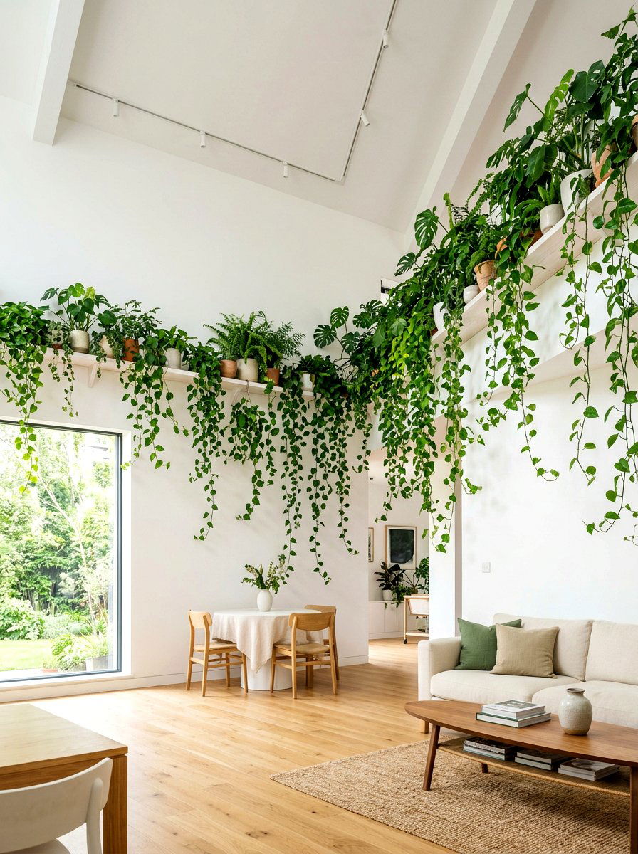 High Perimeter Wall Shelf - 30 bedroom plant shelf ideas
