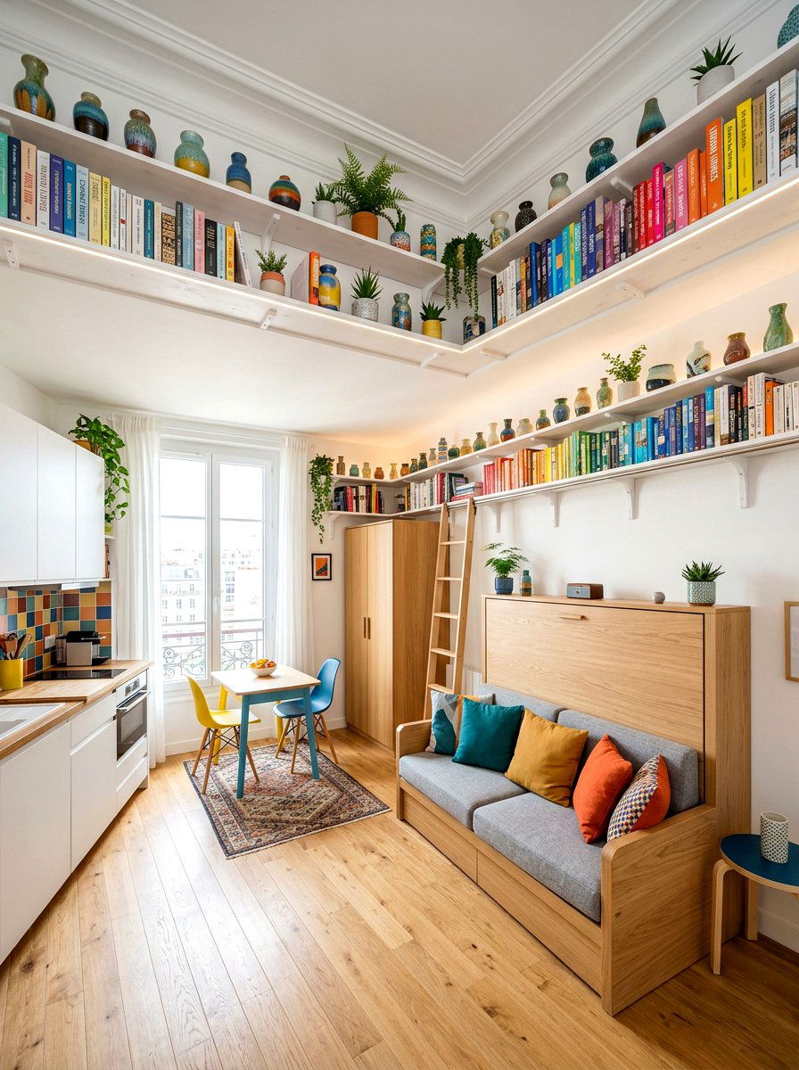 High Shelf - 30 micro apartment decor ideas