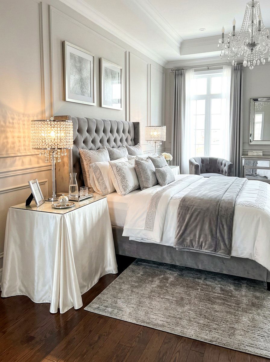 High Shine Sateen Table - 30 skirted nightstand ideas