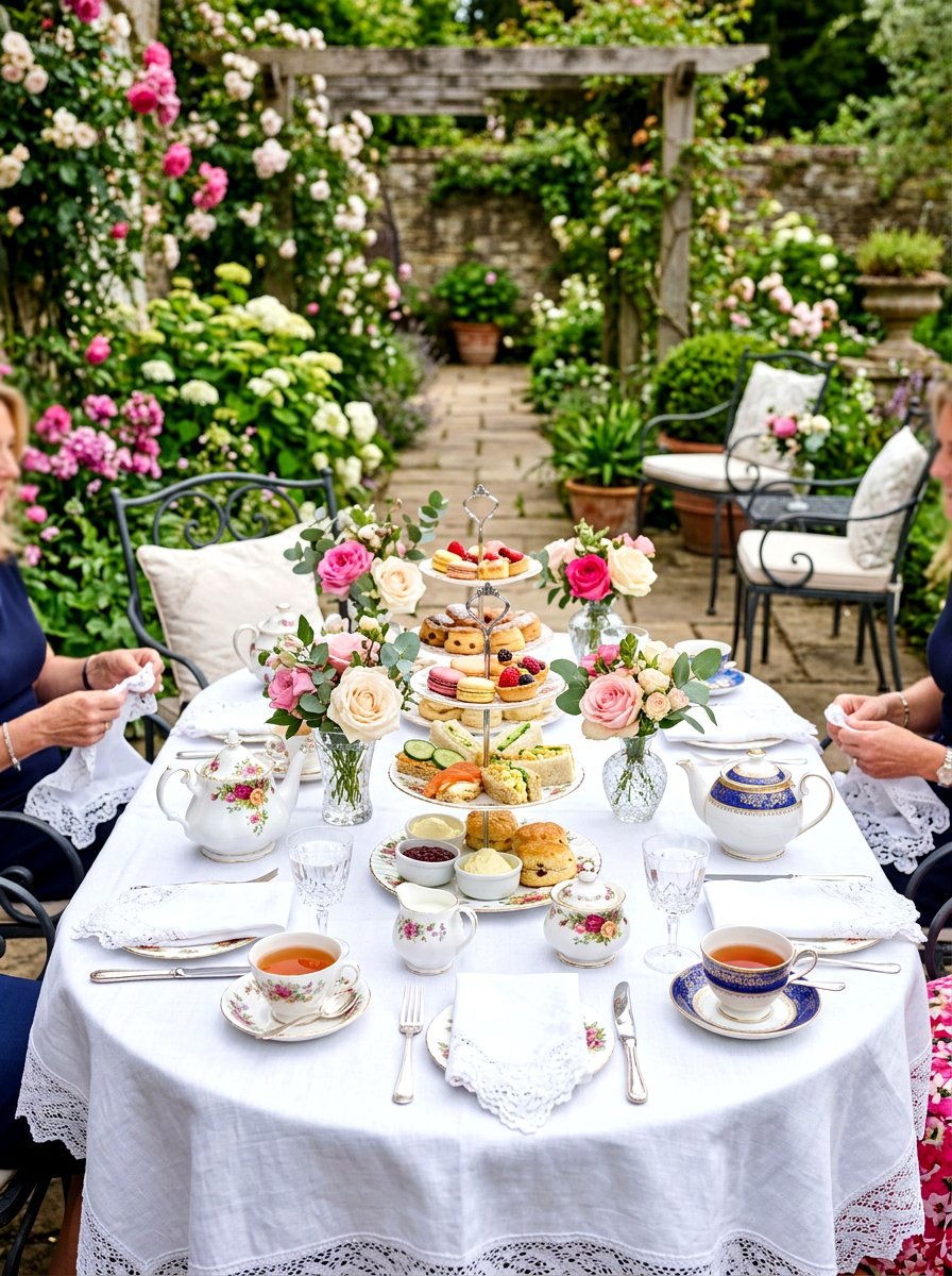 High Tea Picnic Table - 30 outdoor picnic table decor ideas