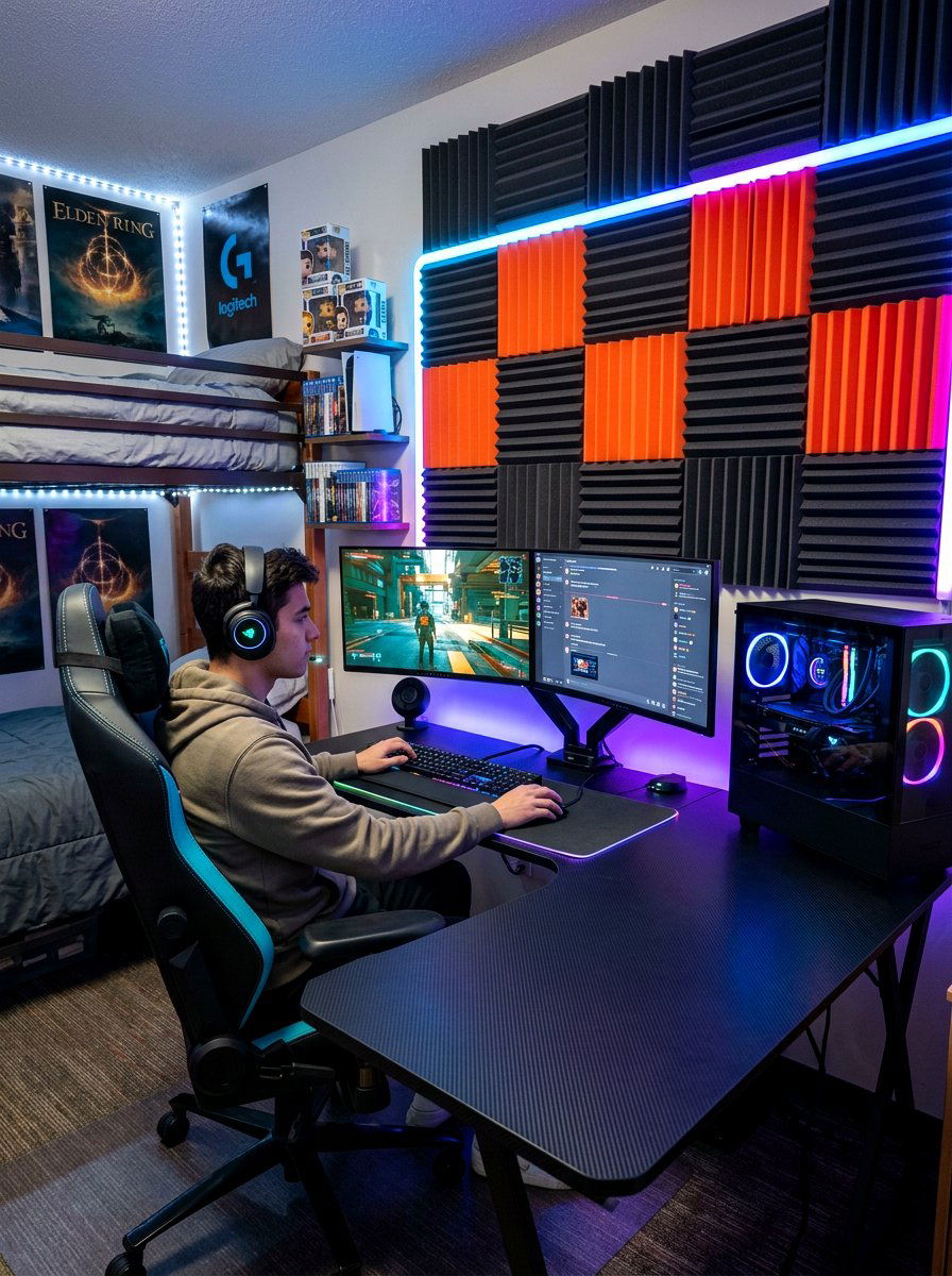 High Tech Gaming Dorm - 30 college bedroom ideas