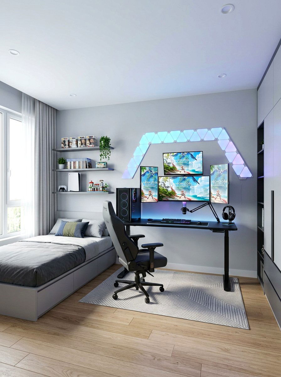 High Tech Teen Gaming Bedroom - 30 gaming teen nook ideas