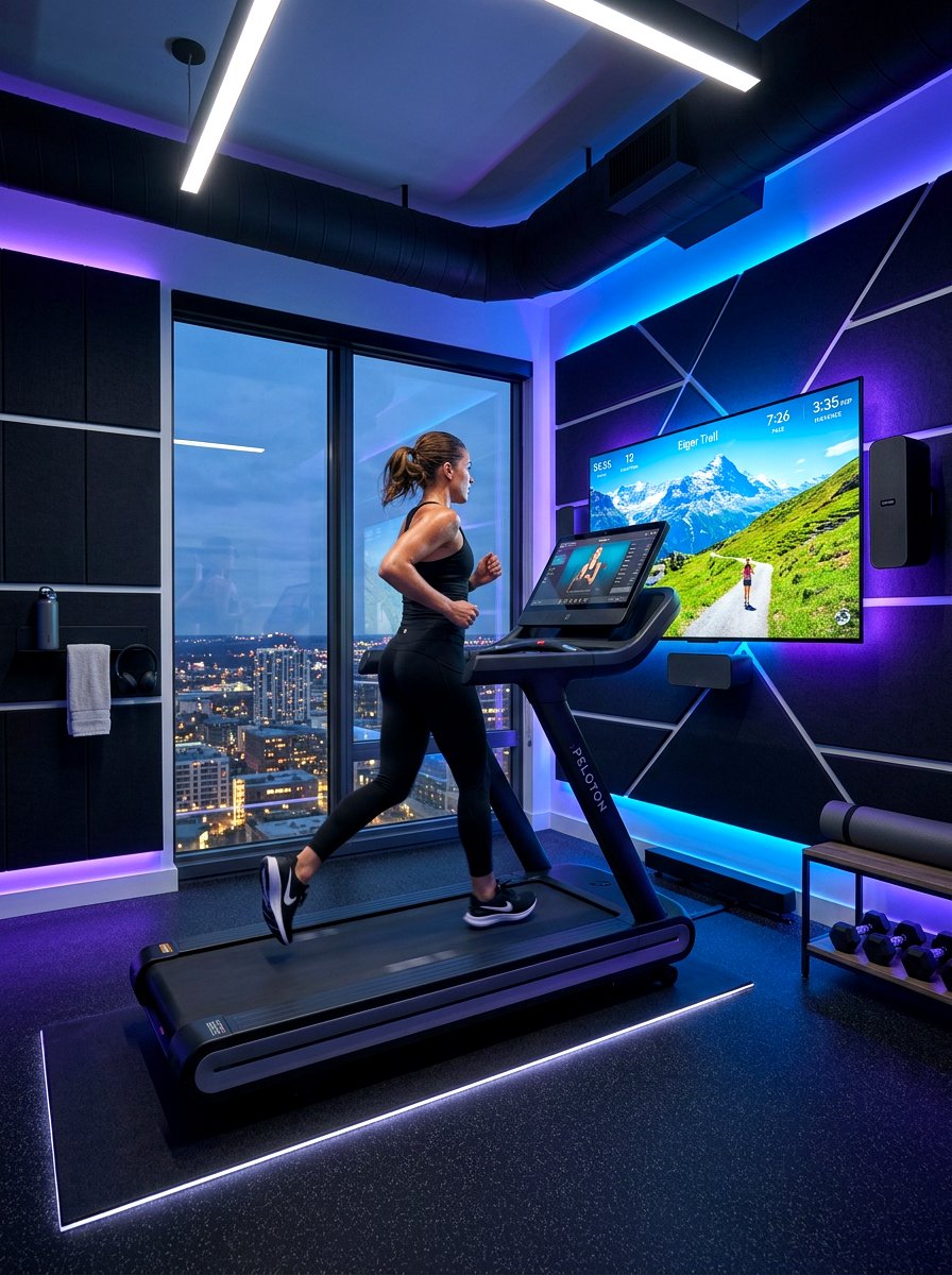 High Tech Treadmill Room - 30 treadmill room ideas