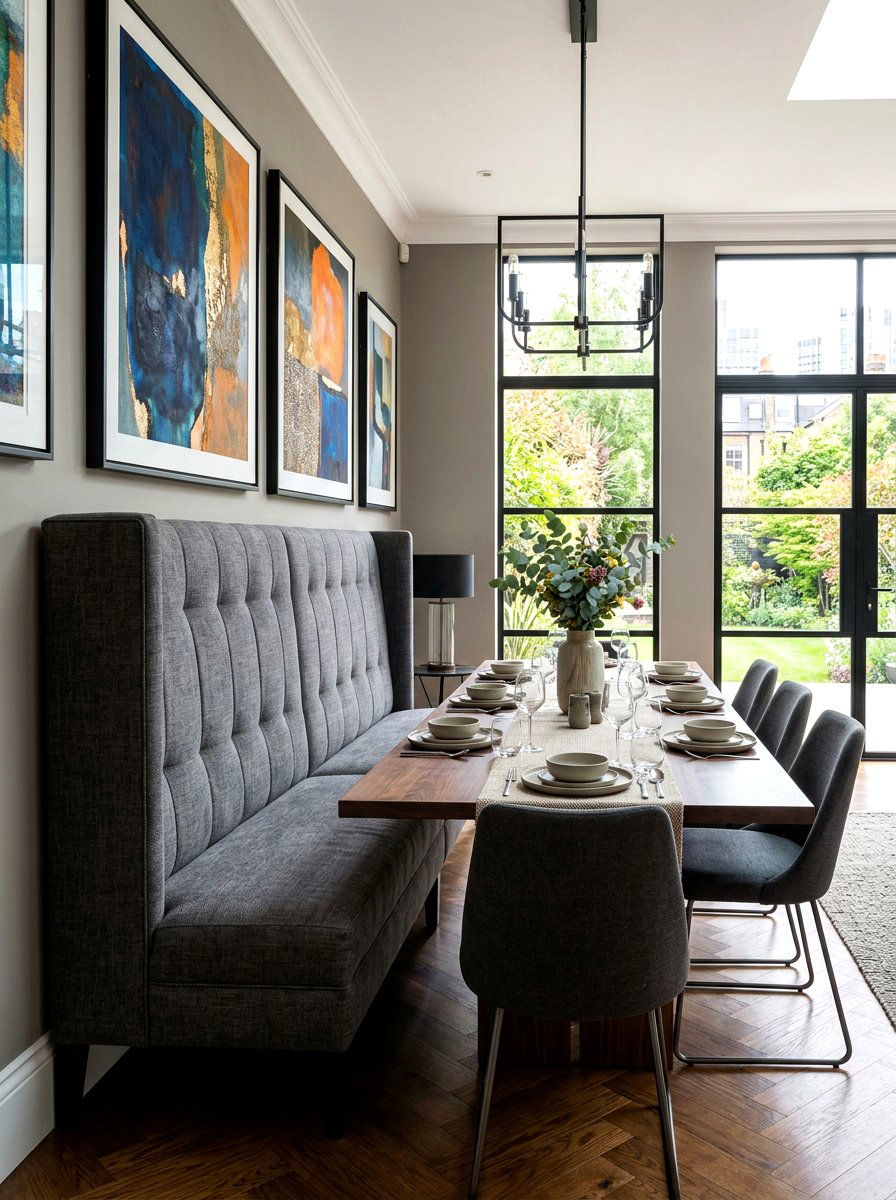 High back bench - 30 breakfast room bench ideas