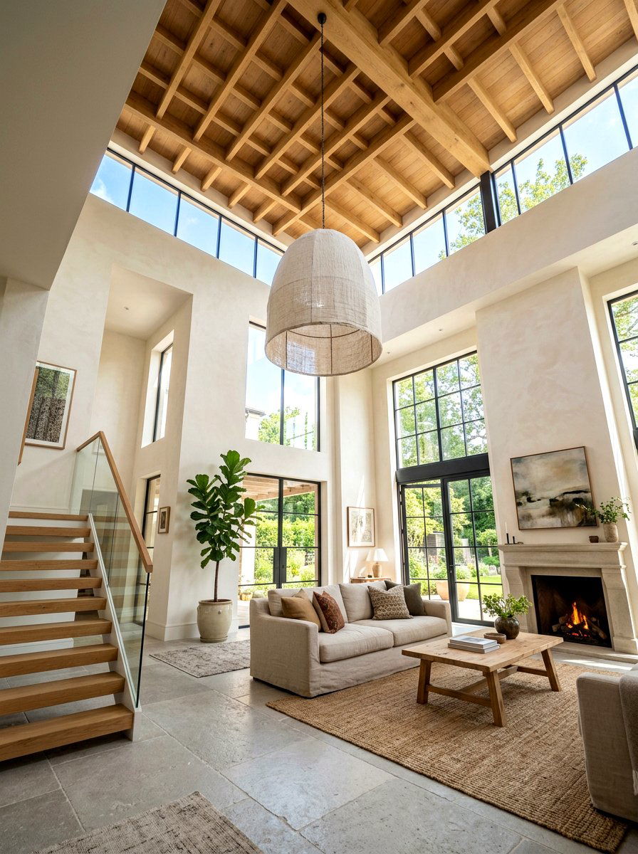 High ceiling bright living room - 30 sun washed living room ideas