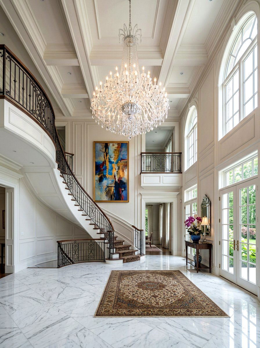 High ceiling foyer decor - 30 welcoming foyer ideas