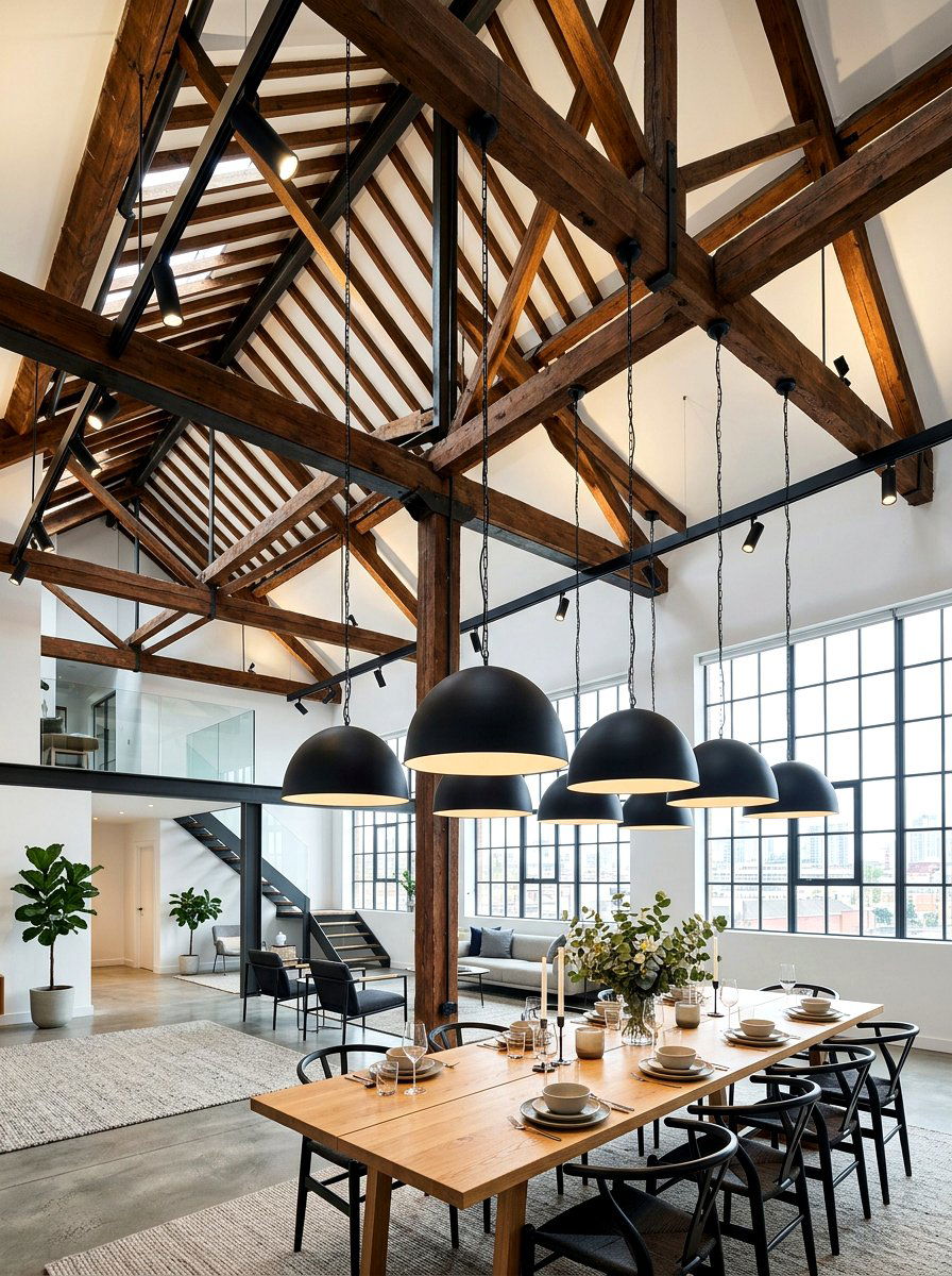 High ceiling loft lighting - 30 loft apartment ideas