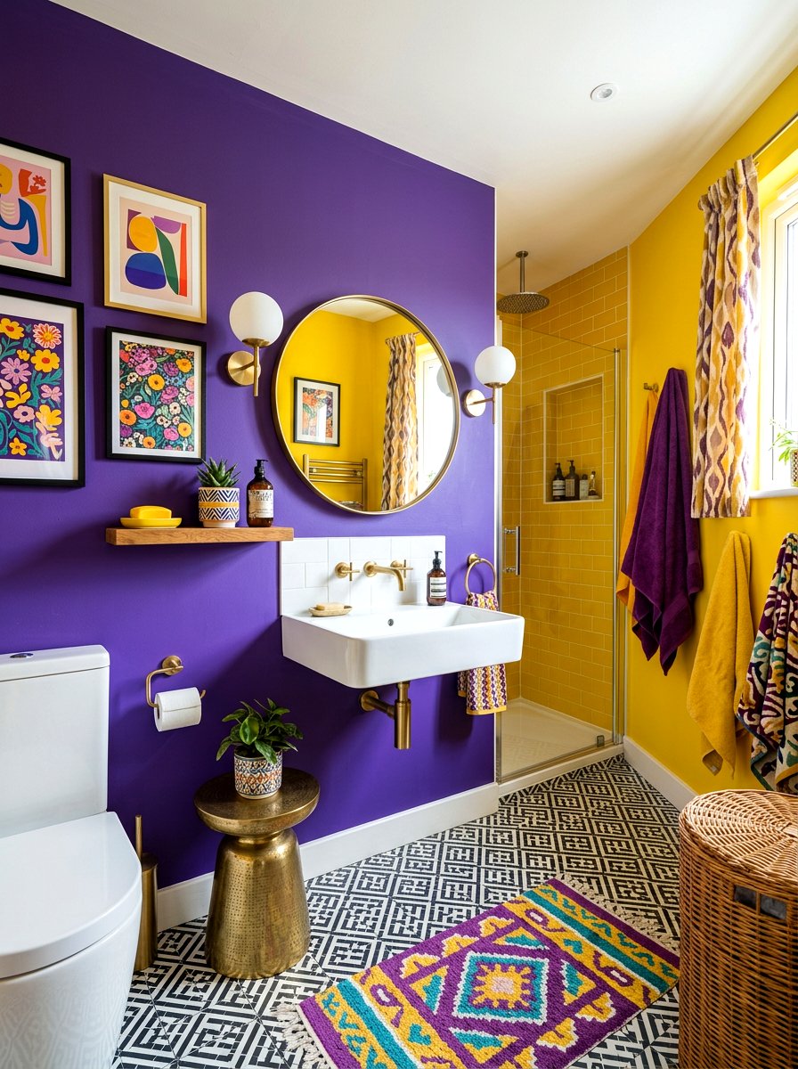 High contrast bathroom - 30 color blocked bathroom ideas