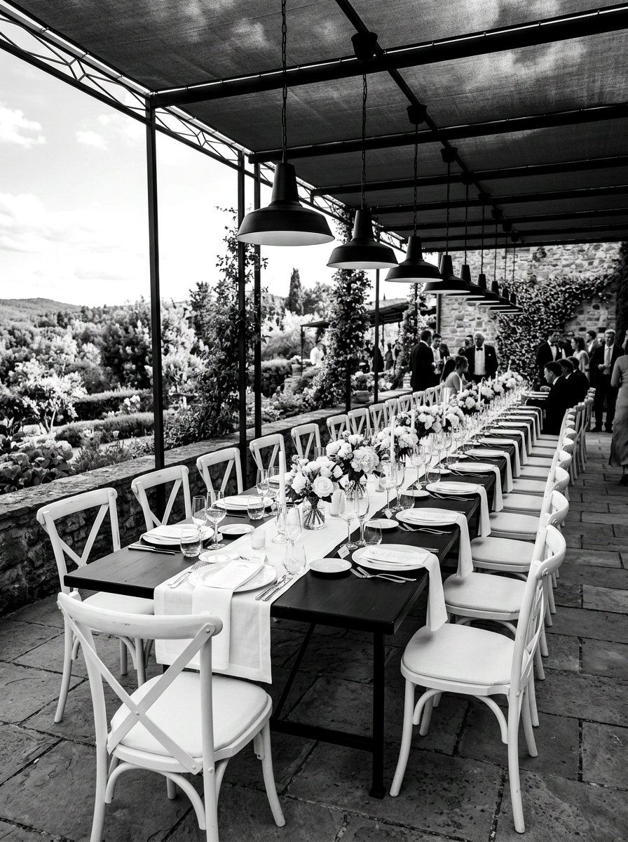 High contrast black and white dining - 30 black and white patio ideas