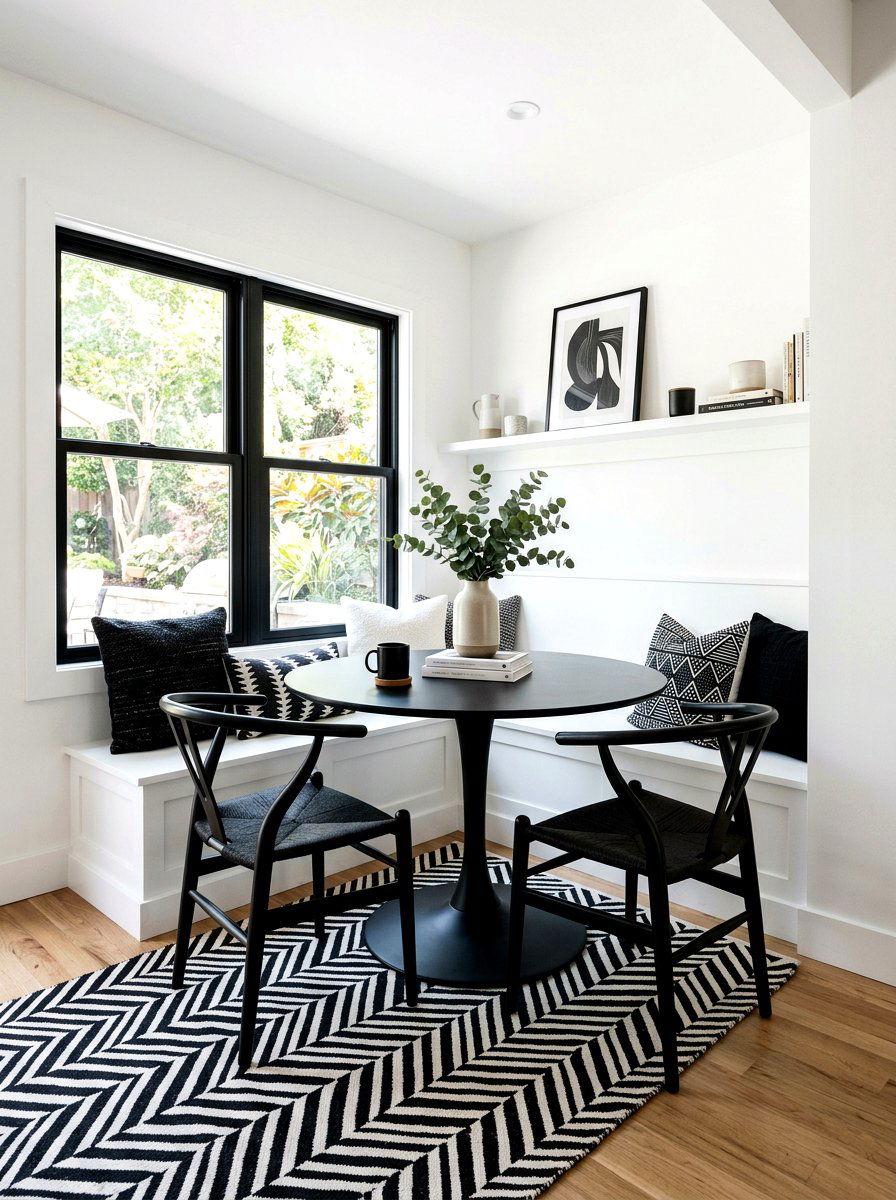 High contrast nook - 30 corner breakfast nook ideas
