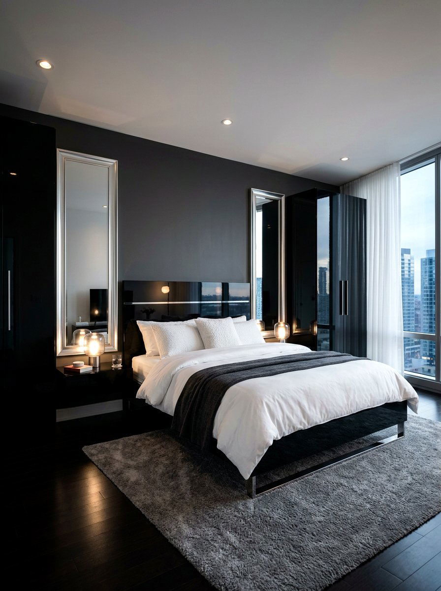 High gloss black furniture bedroom - 30 futuristic glam bedroom ideas