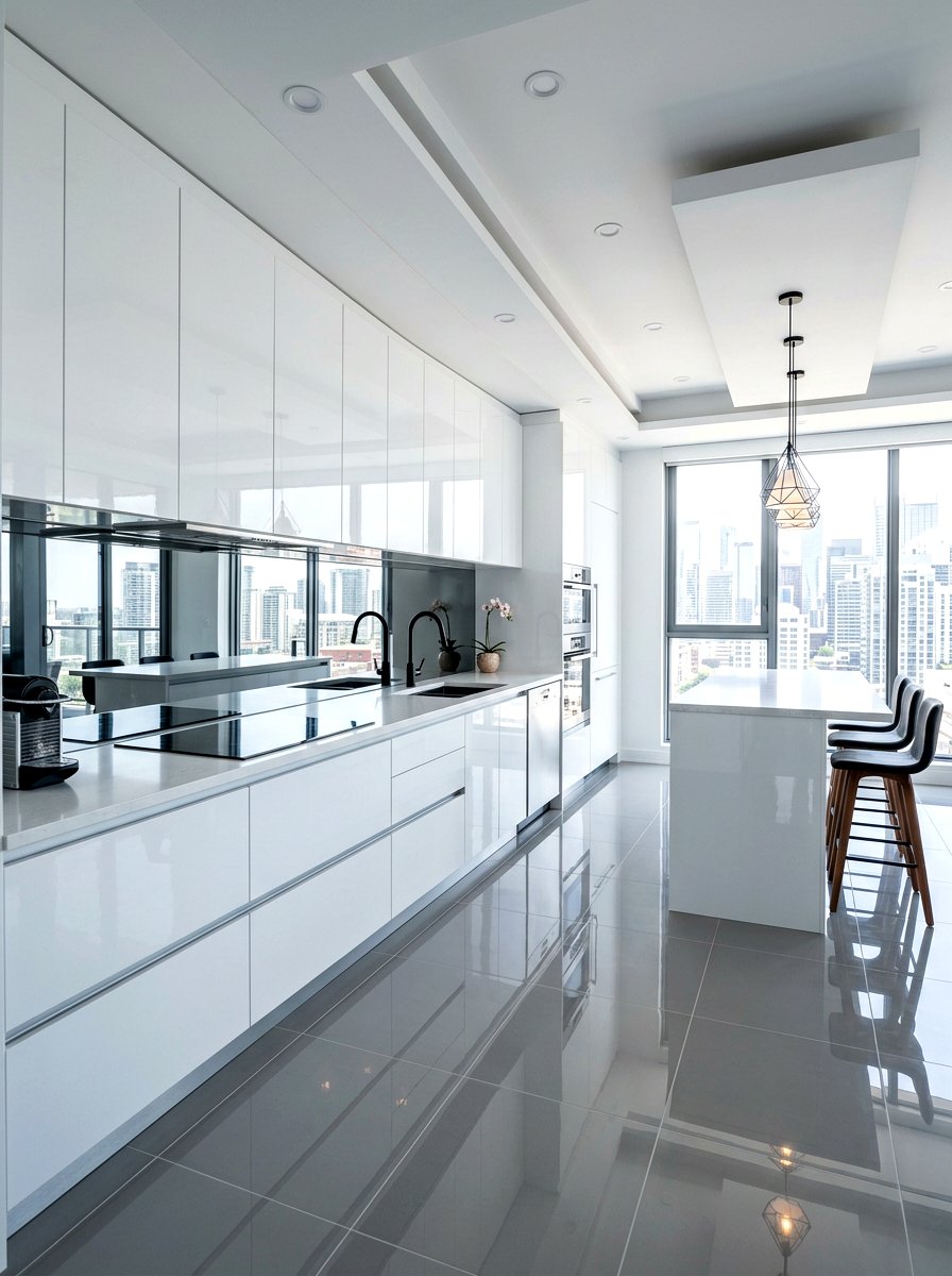 High gloss cabinets - 30 condo kitchen ideas