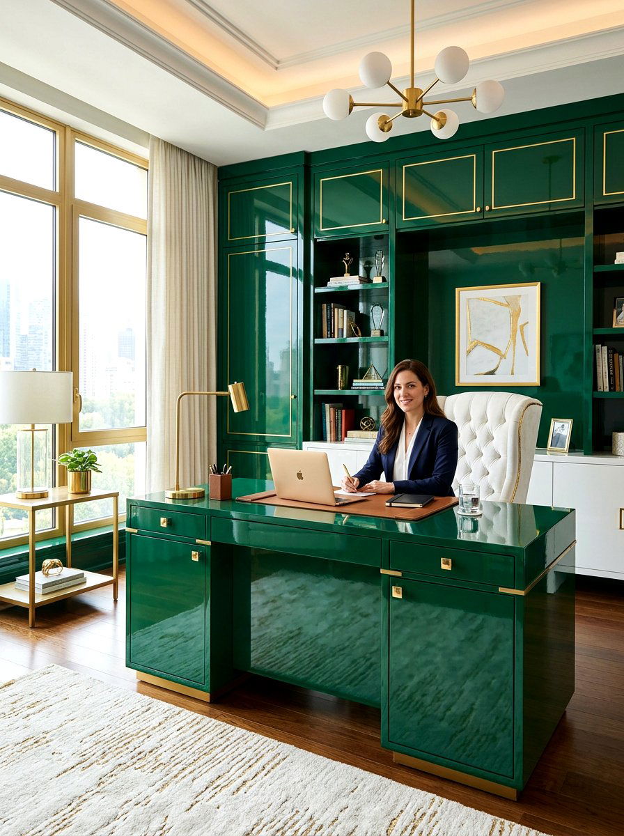 High gloss lacquer office - 30 chinoiserie office ideas