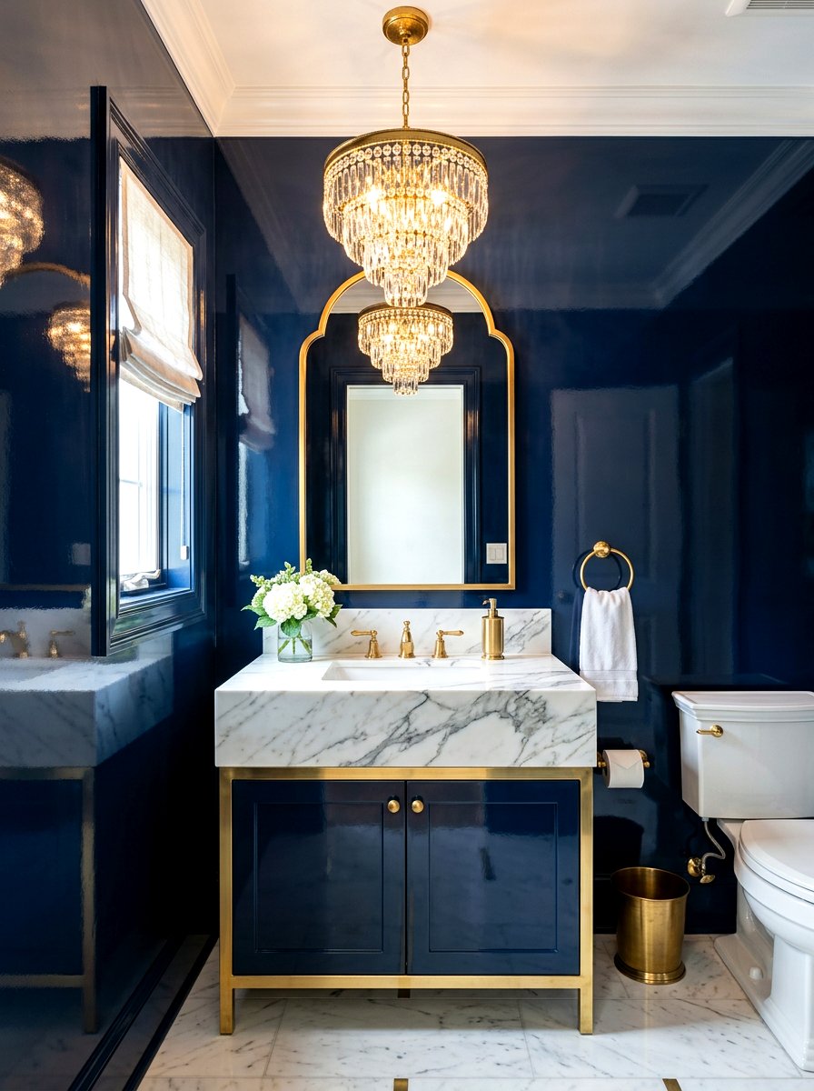 High gloss paint powder room - 30 jewel box powder room ideas