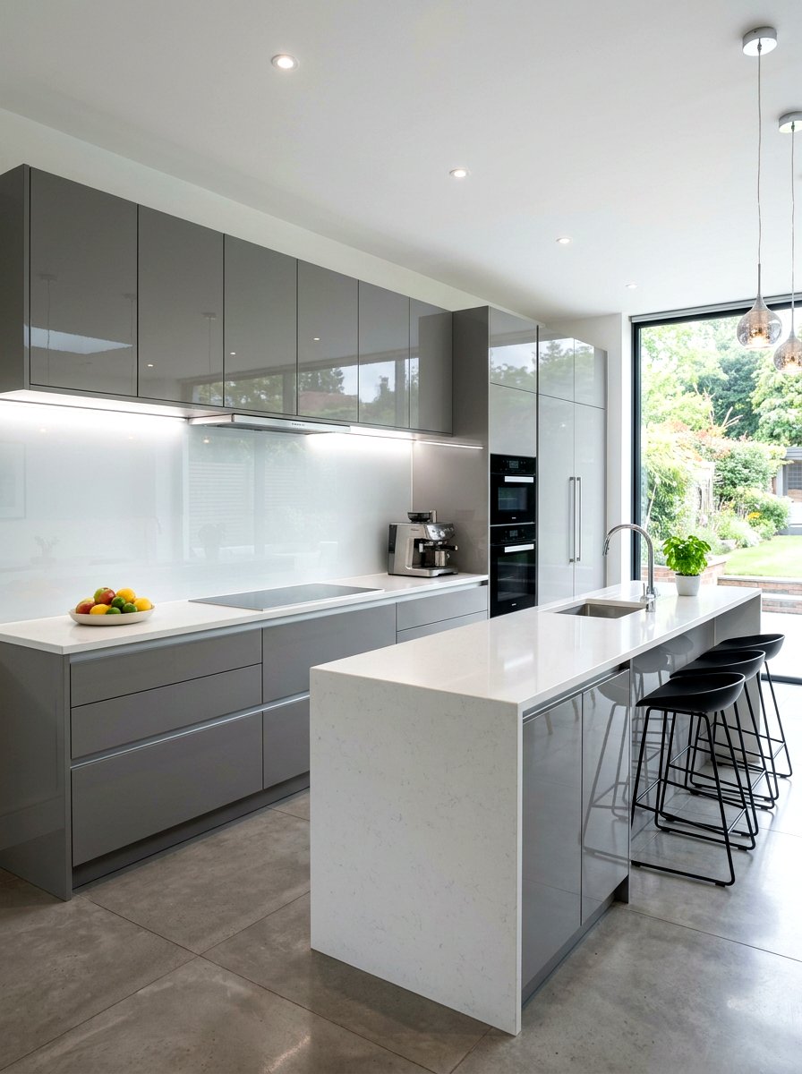 High gloss stone gray kitchen - 30 stone gray kitchen ideas