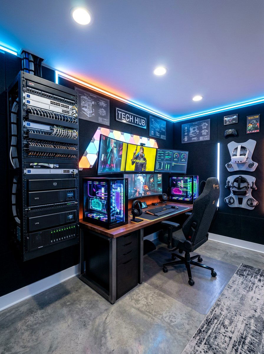 High tech basement gaming - 30 basement game room ideas