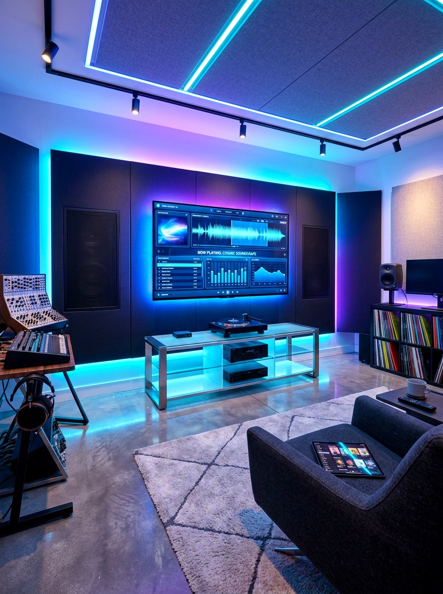 High tech music room - 30 record listening room ideas