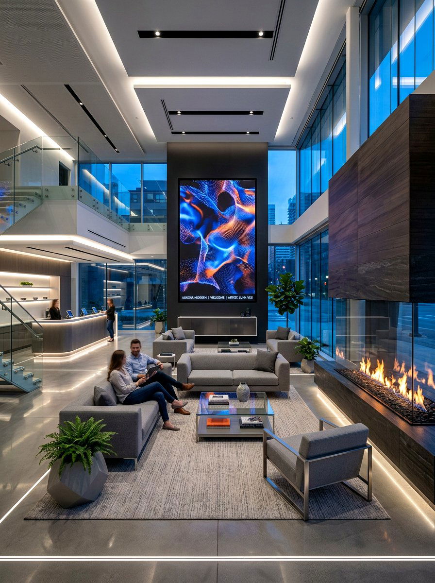 High tech smart hotel lobby - 30 hotel lobby living room ideas