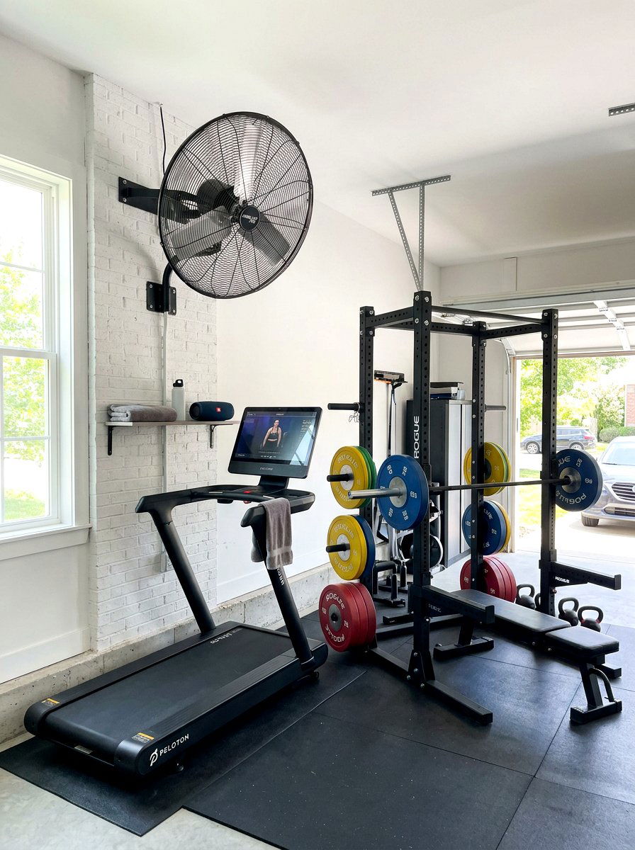 High velocity gym fan - 30 garage gym ideas