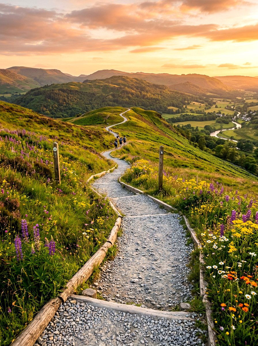 Hillside Gravel Path - 30 sloped yard landscaping ideas