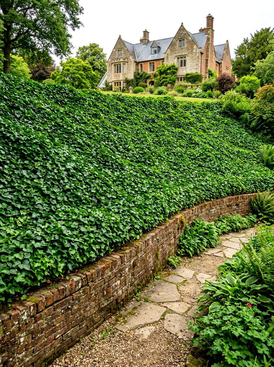 Hillside Ivy Ground Cover - 30 sloped yard landscaping ideas
