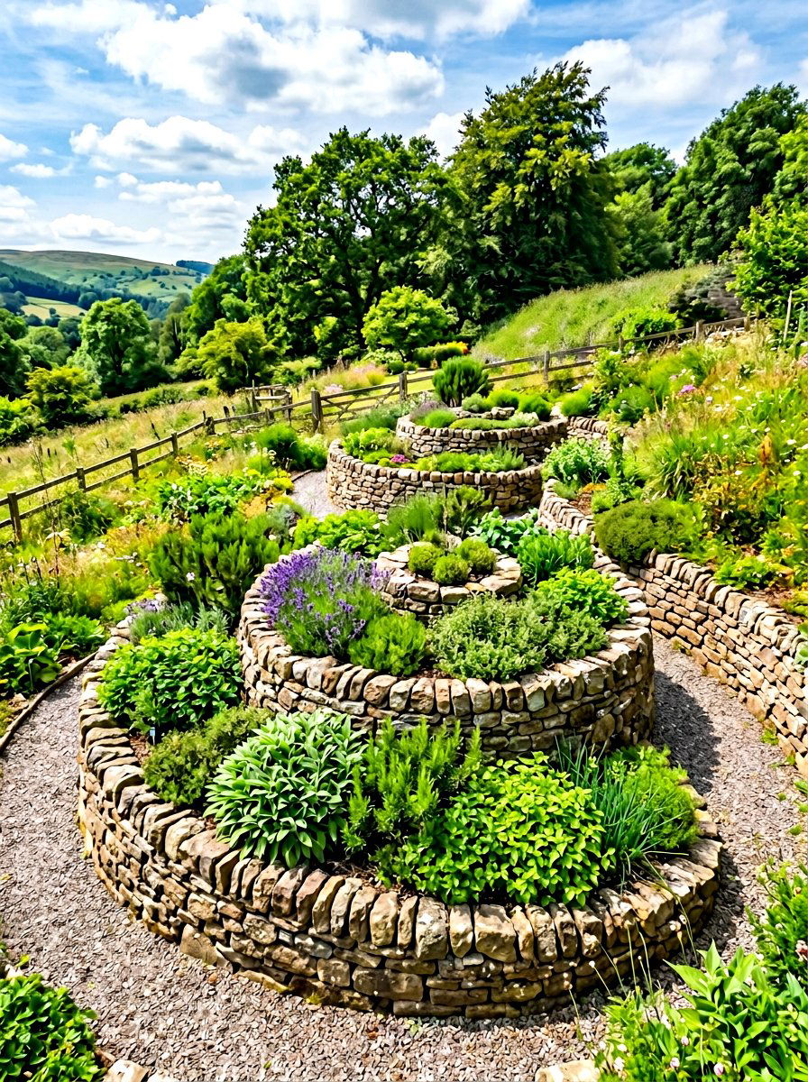 Hillside herb spiral - 30 herb spiral ideas