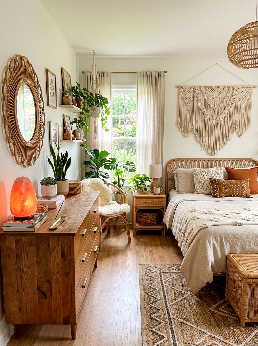 Himalayan salt lamp - 30 circadian bedroom lighting ideas