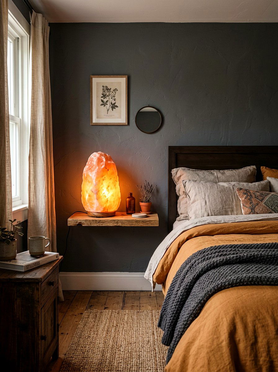 Himalayan salt lamp shelf - 30 wellness shelf styling ideas