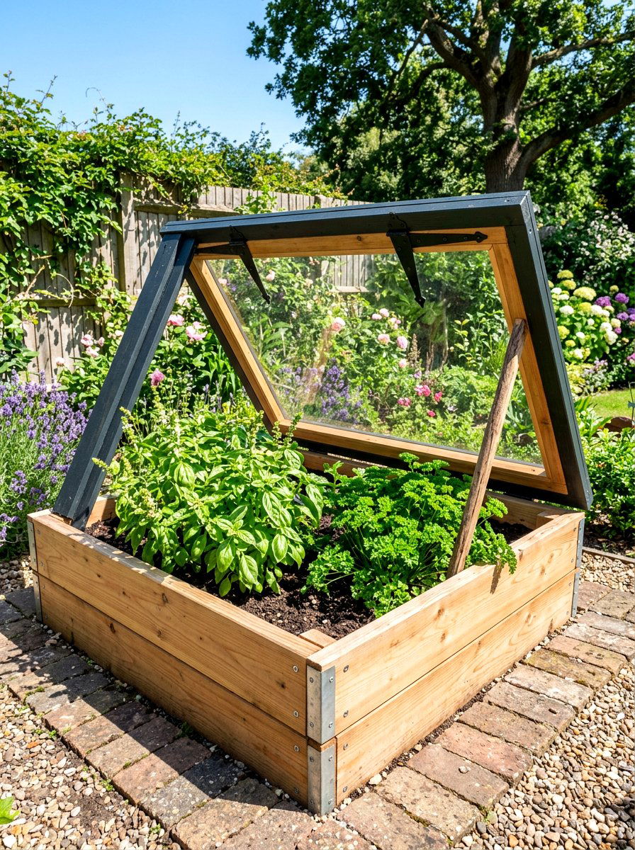 Hinged Lid Garden Box - 30 raised bed greenhouse ideas