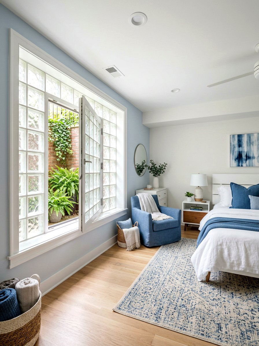 Hinged glass block window - 30 basement bedroom egress ideas