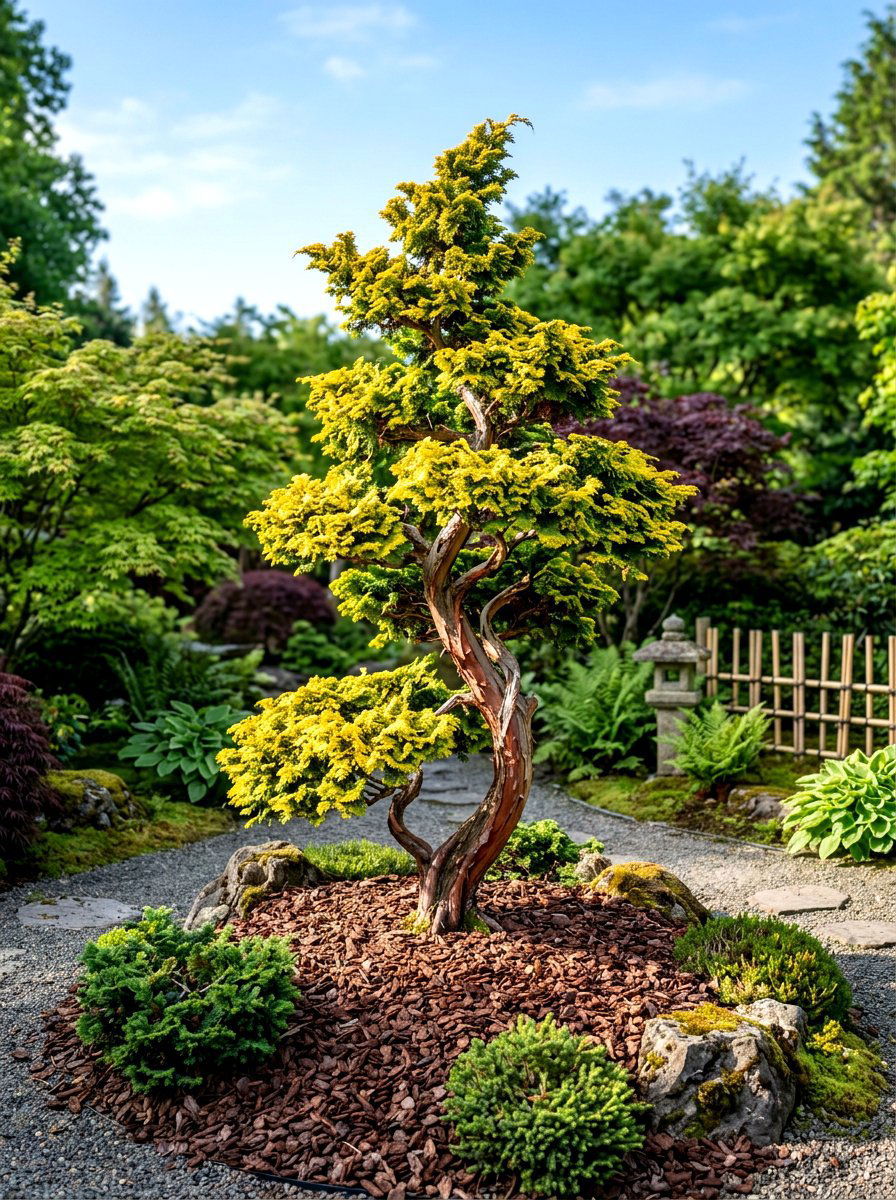 Hinoki False Cypress Specimen - 30 evergreen landscaping ideas