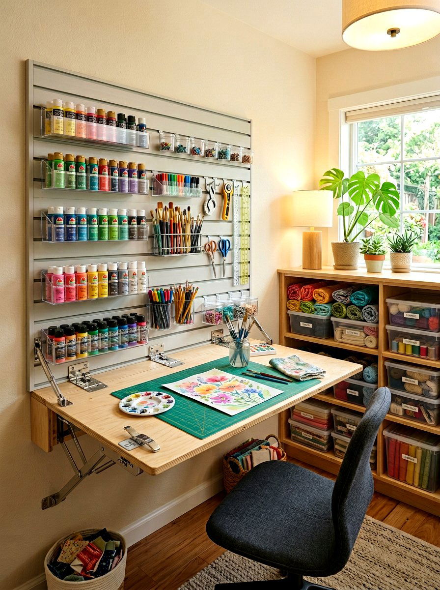 Hobby and craft workstation - 30 garage slatwall ideas