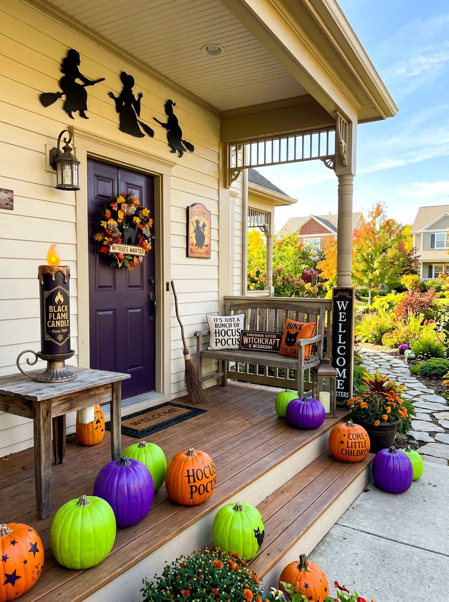 Hocus Pocus Themed Porch - 30 Halloween porch ideas