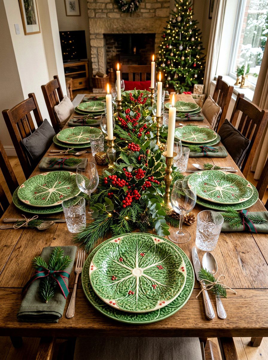 Holiday Cabbage Plate Table - 30 cabbage plate tablescape ideas