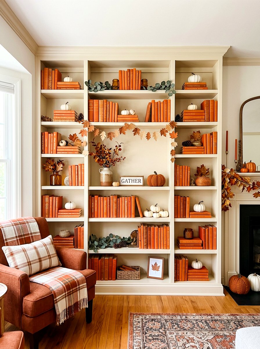 Holiday Seasonal Shelf Styling - 30 organizing a bookshelf ideas
