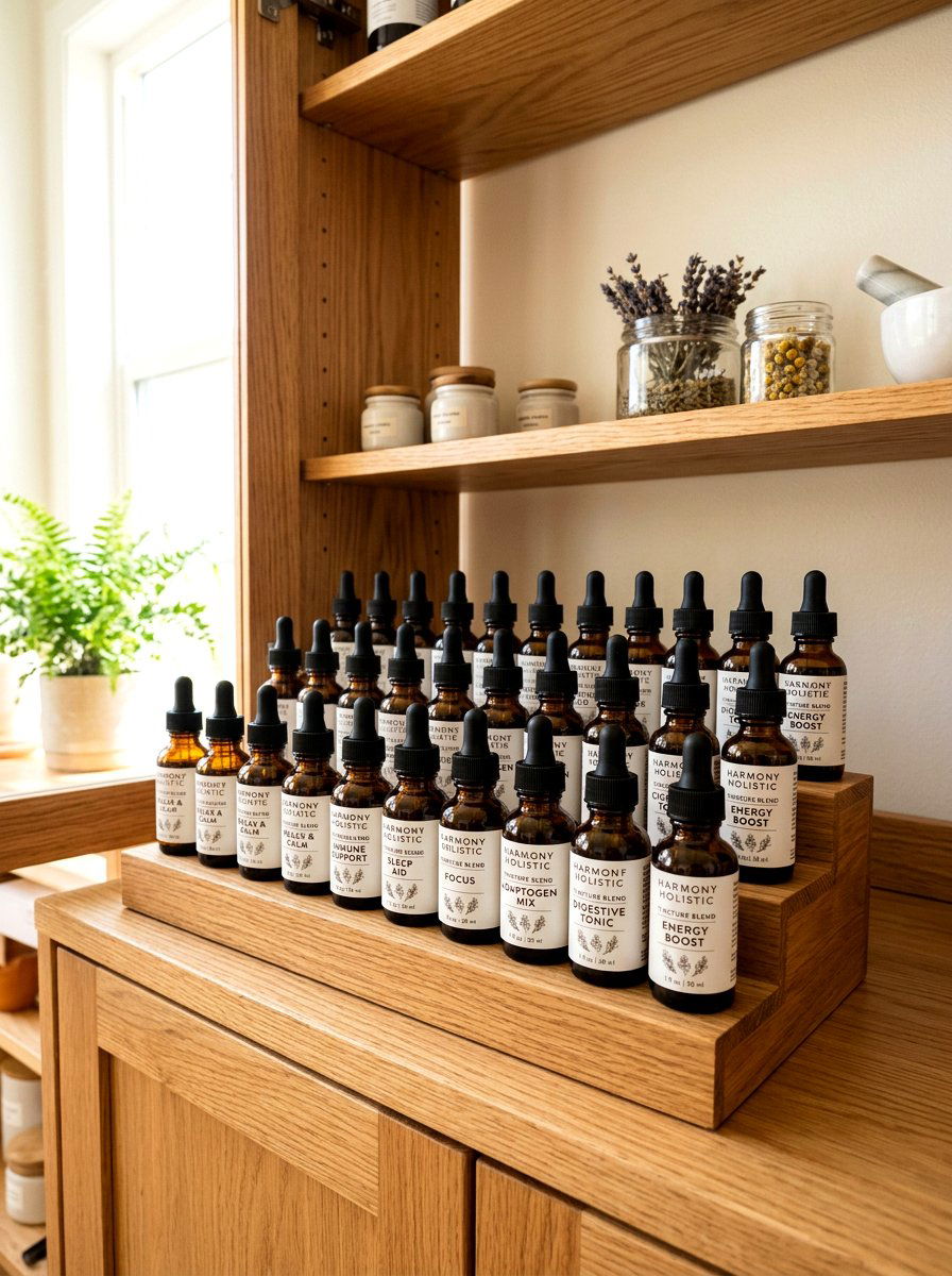 Holistic tincture bottle shelf - 30 wellness shelf styling ideas