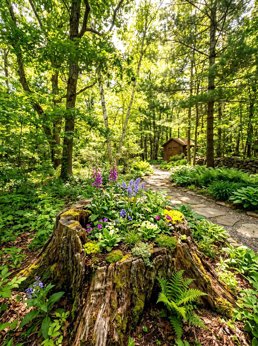 Hollow Tree Stump Bed - 30 budget raised bed ideas