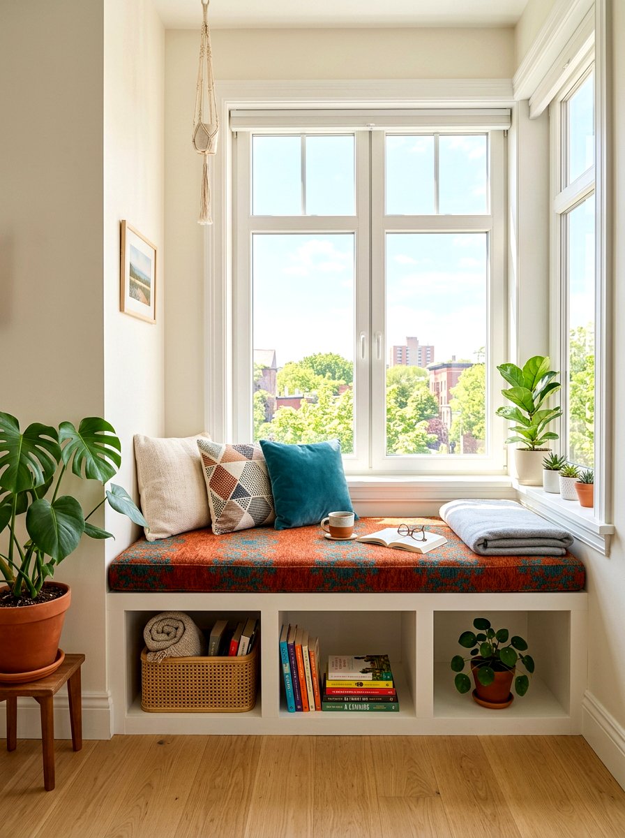 Hollow Window Seat - 30 hidden shoe storage apartment ideas