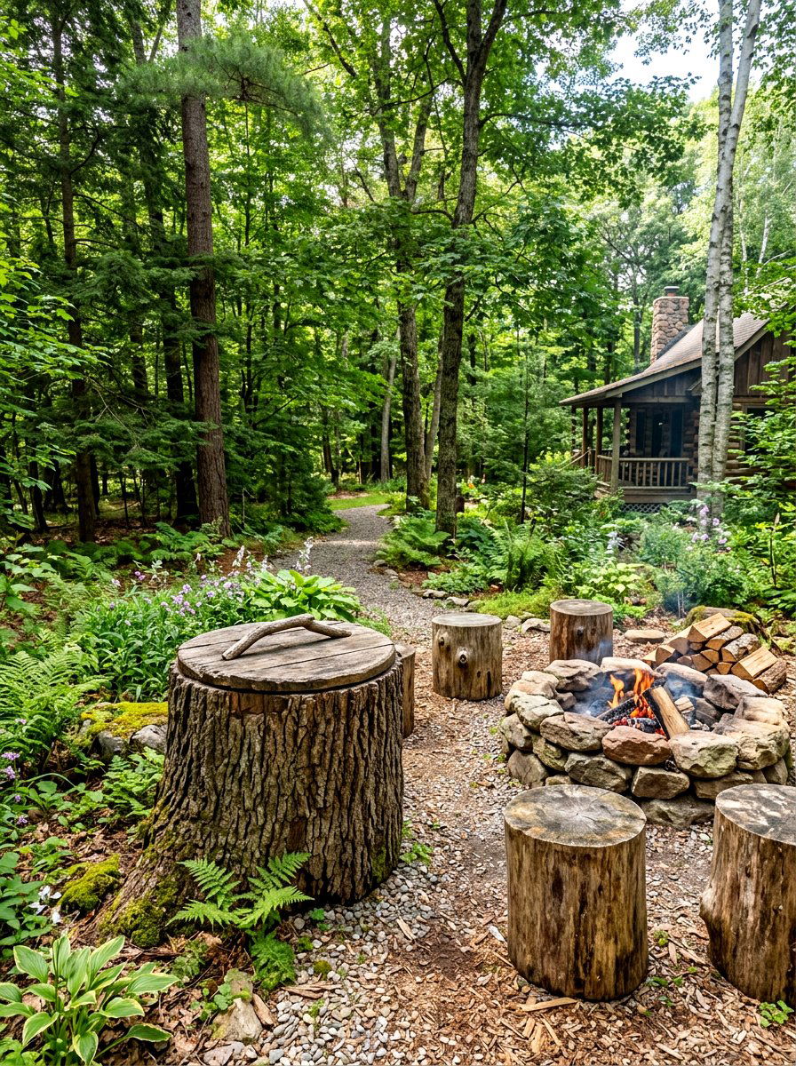 Hollow tree stump storage - 30 outdoor blanket storage ideas