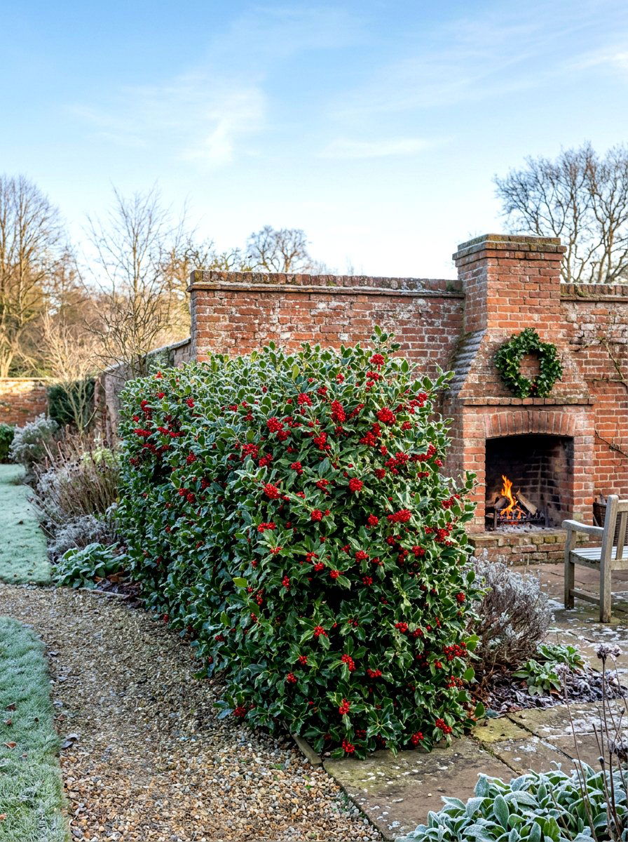 Holly Hedge - 30 backyard privacy hedge ideas